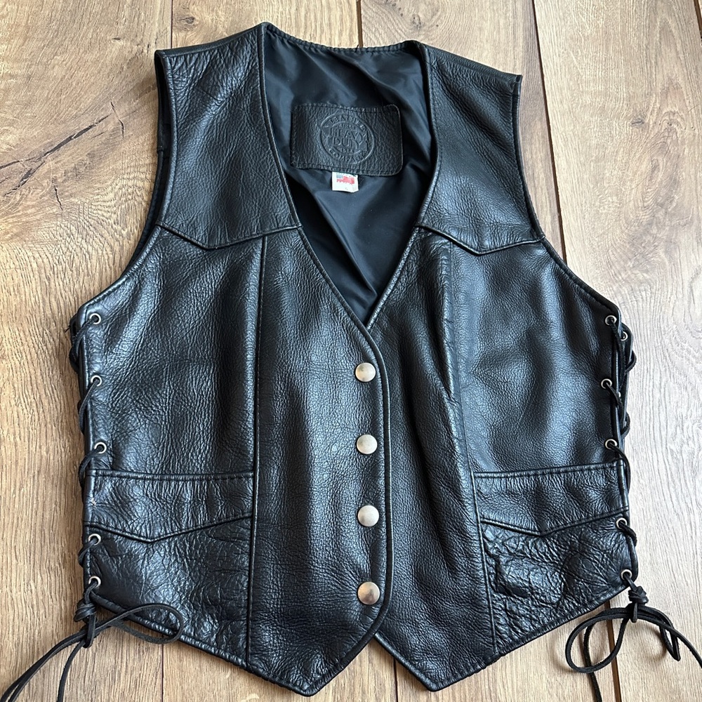 Vintage Black Leather Vest